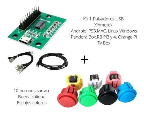 Kit 1 Player-pulsador Xinmotek/10 Btn Tip Sanwa Elijes Color