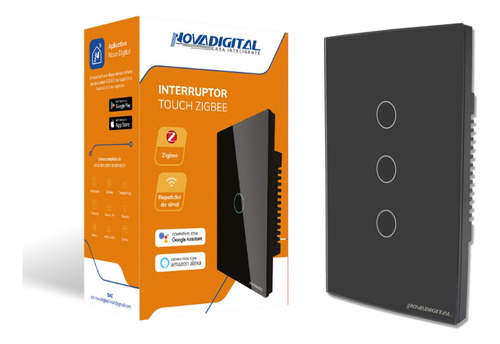 Interruptor Smart Zigbee 3 Botões Touch Tuya Alexa E Google