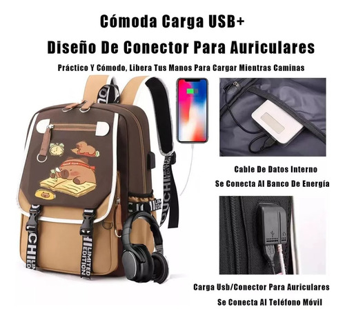 Mochila Capibara Escolar Capibara Backpack Capybara Kawaii Carpincho