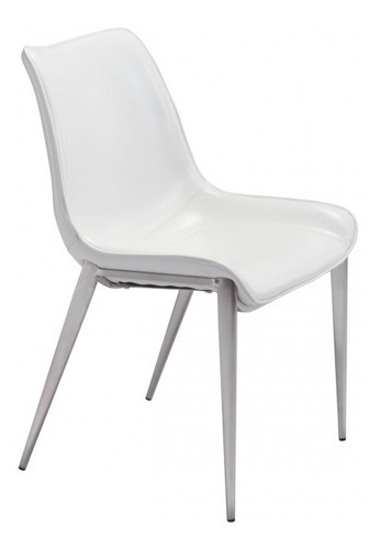 Silla De Comedor Magnus Blanco/acero Këssa Muebles Color de la estructura de la silla Plata Color del asiento Blanco Diseño de la tela Liso