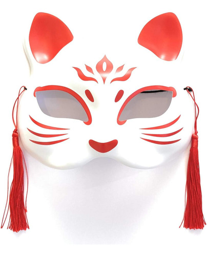 Kitsune Fox Neko Cat Mask Para Disfraz De Navidad, Animal Co