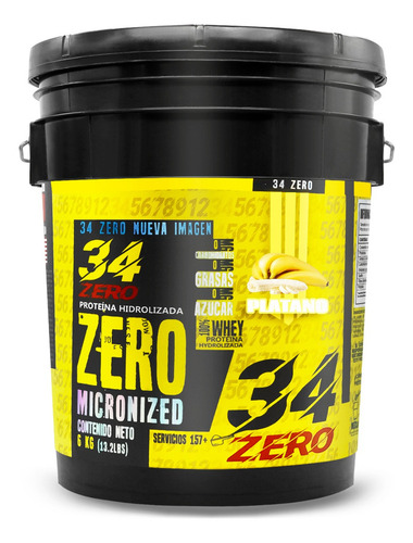 Proteína Whey Isolate 34 Zero 6kg 157 Servs Sabores Sabor Plátano
