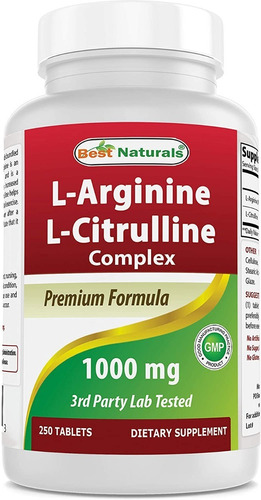 L-arginina L-citrulina 1000 Mg Best Naturals 250 Tabletas