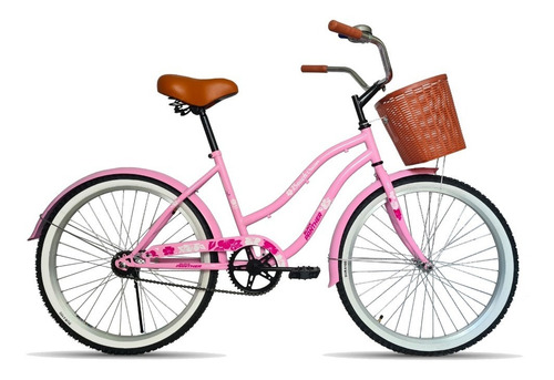Bicicleta de paseo femenina Black Panther Vintage Cruiser  2020 R26 Único 1v freno contrapedal color rosa con pie de apoyo