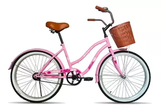 Bicicleta de paseo femenina Black Panther Vintage Cruiser 2020 R26 Único 1v freno contrapedal color rosa con pie de apoyo