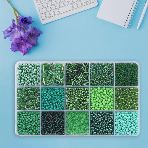 Cuentas De Vidrio Para Hacer Pulseras, Cuentas Verde Oscuro