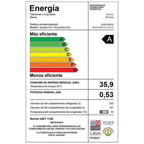 Imagen 5 de 5 de Heladera Inverter Nofrost Enxuta Renx16600i 532l 220v