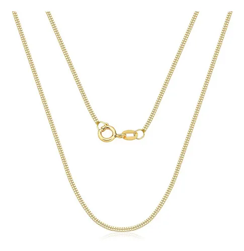 Corrente Colar Cordão Veneziana Dupla Em Ouro 18k 40cm
