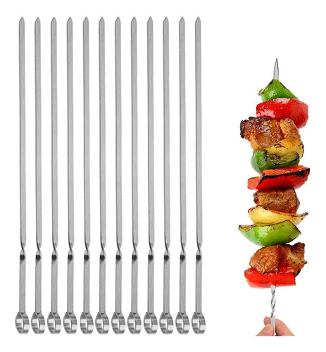 Jomverl 12 Brochetas De Brocheta De Metal Plano Para Barbaco