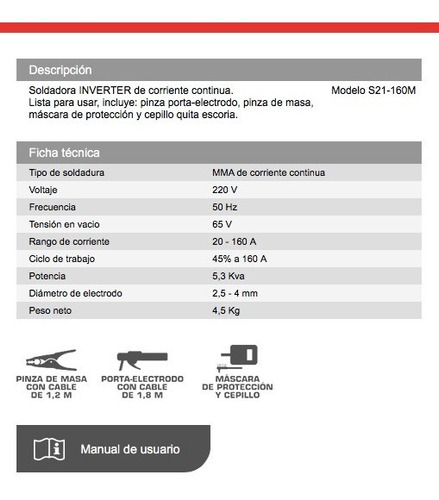 Soldadora Inverter Por Electrodos - 160 A Mini
