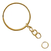 Comprar 100 Pçs Argolas Chaveiro Com Corrente 25mm Dourada + Elo