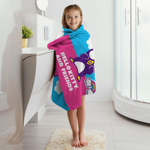 Toalla Premium Para Baño 75x147cm Hello Kitty Friends Color Celeste
