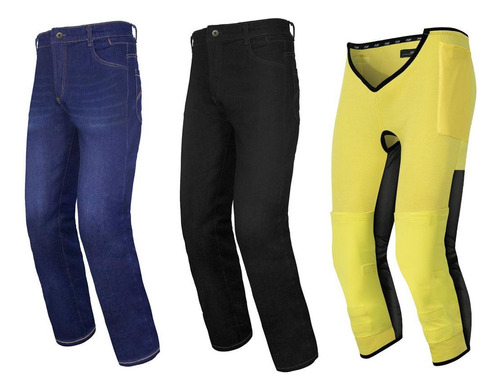 Kit 2 Calça Jeans Forro Asw Corse Kevlar Azul Estonada Preta