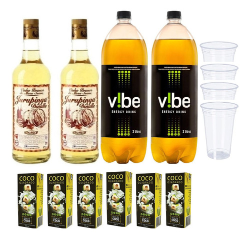 Jurupinga Vinho Branco + Energético Vibe 2l + 6 Gelo De Coco