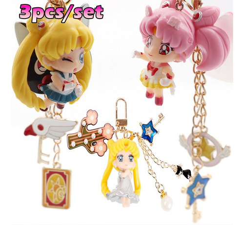 3 Unids/set Llavero Kawaii De Sailor Moon