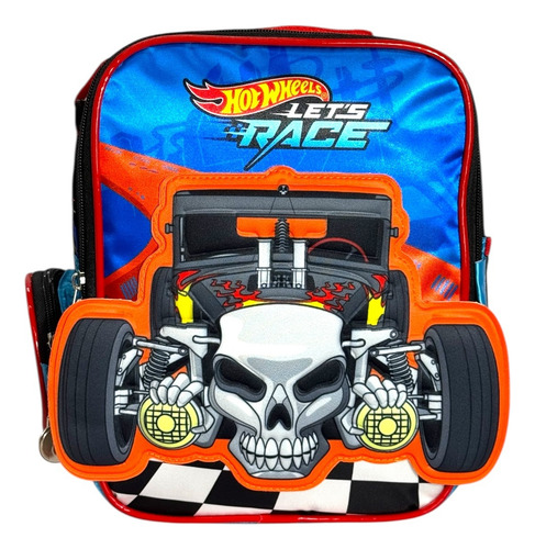 Kit Mochila Hot Wheels Lonch Lap Primaria Original Ruedas Azul Azul