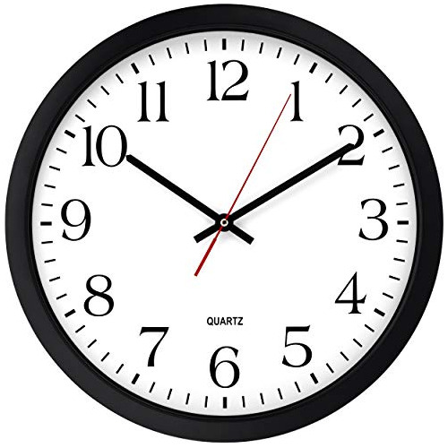 Bernhard Products Reloj De Pared Negro, Silencioso, Sin Tict