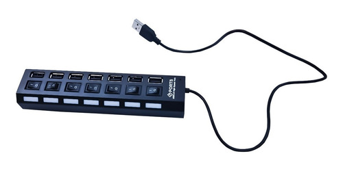 Imagem 2 de 3 de Régua Hub Usb 2.0 High Speed 7 Portas Com Fonte Pc Notebook