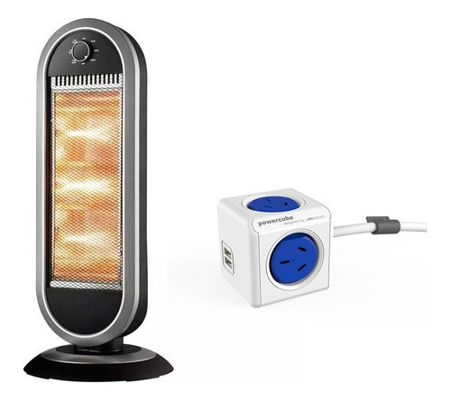 Calefactor Halogena Giratoria 1200w + Zapatilla Power Cube