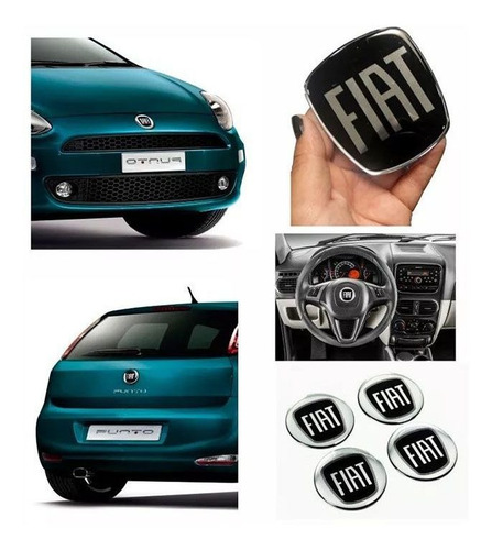 Kit Completo Adesivos Fiat Black Piano Resinado Punto 08/16