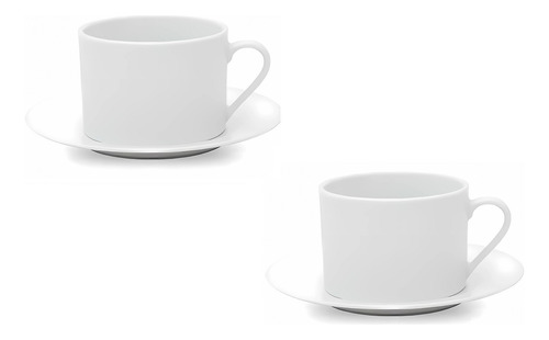 Taza De Té C/ Plato 220ml Blanco Porcelana Selecta 2 Unid