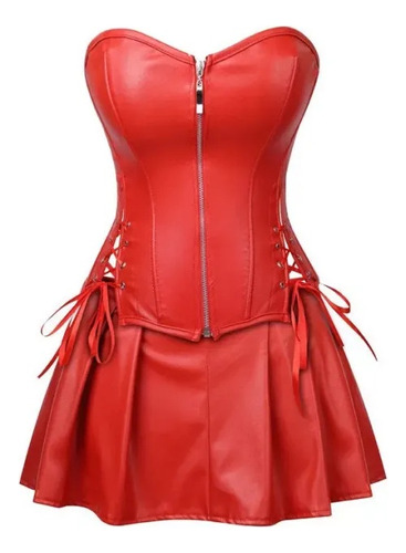 Vestido De Corsé De Piel Sintética De Talla Grande Bustier P