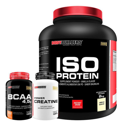 Kit Iso Protein 2kg+ Power Creatina 100g+ Bcaa 100g