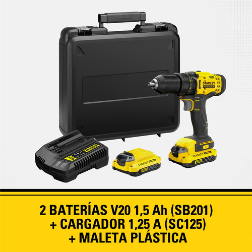 Taladro Atornillador 20v Inalámbrico Stanley Scd700c2k-b3