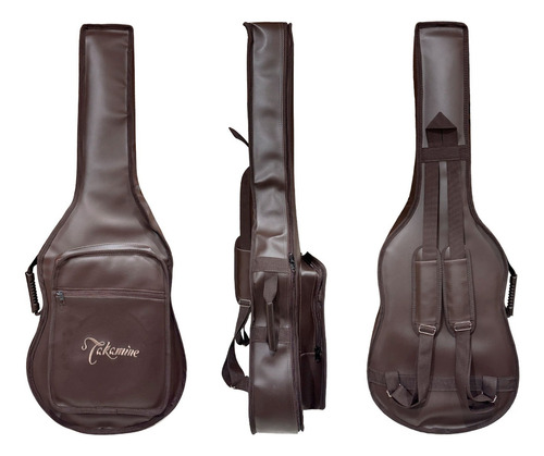 Capa Bag P/ Violão Folk Takamine Cargo Em Couro Sintético Cor Marrom