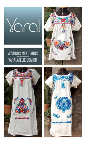 Vestido Mexicano Longo Tomara Que Caia Bordado A Mão Varal