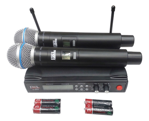 Microfone Sem Fio Multi Frequência Duplo Bastão Jwl U-685