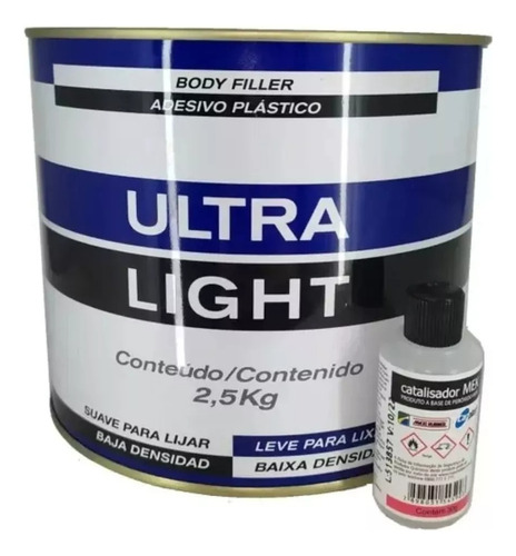 Ultra Light Massa Plástica Automotiva 2,5kg Maxi Rubber