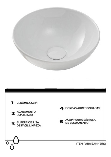 Bancada 60x40 Premium C/ Prateleira, Cuba De Louça + Suporte Branco Brilhante