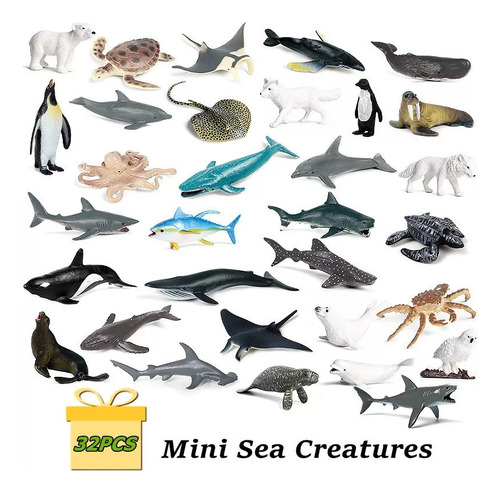Kit De 32 Animales Acuáticos De Juguete Con Forma De Ballena