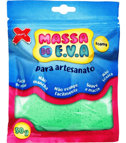 Massa De Eva Para Modelar Make+ Pacote 50g Cor Verde-claro