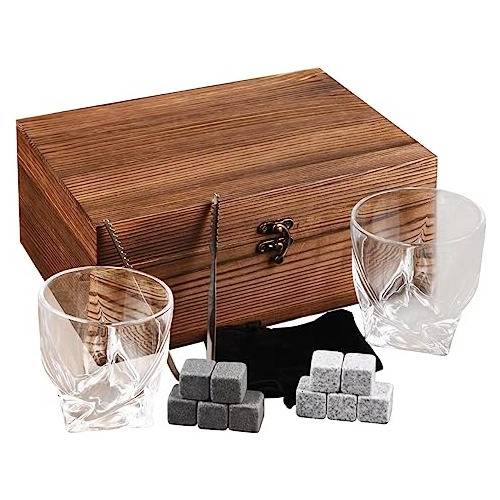 Juego De 2 Vasos De Whisky Con Vasos De Cristal, Piedras Par