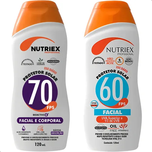 Kit Protetor Solar Fps 70 + Facial Fps 60 Nutriex 120ml