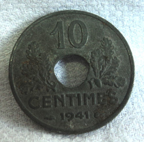 Antigua Moneda Francia 10 Centimos 1941 Etat Francais A G5