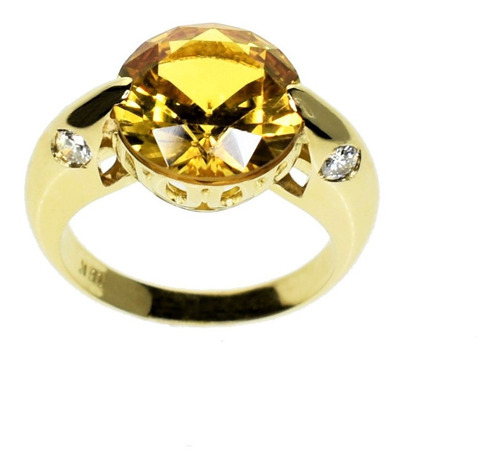 Anillo Citrine  4 Diamantes  Oro 18 Kts. Free Watch