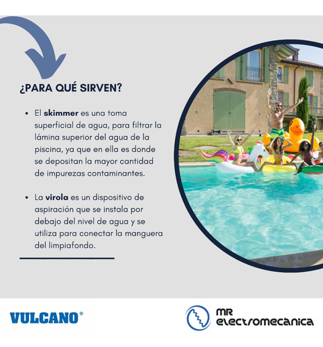Skimmer Vulcano + Kit Completo Accesorios P/ Pileta Hormigón