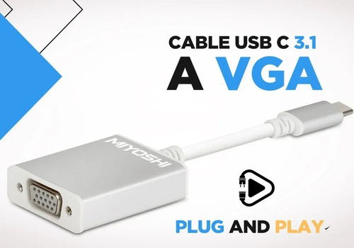 Imagen 3 de 10 de Cable Usb C 3.1 A Vga Adaptador Para Macbook Pc Celular