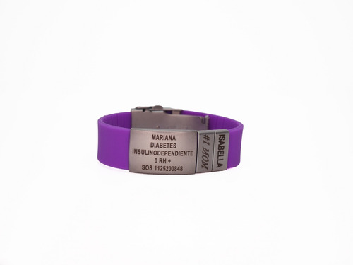 Infopulsera Elite Con 2 Badge Datos Personalizada Color Violeta Largo 24 cm