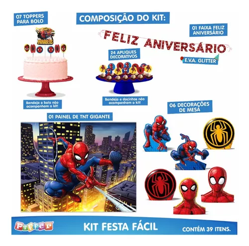 Kit Festa Fácil Homem Aranha - Ref 332045- Com 01 Unidade 