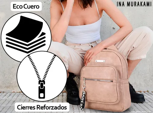 Mochila Mujer Urbanas Eco Cuero Grande Compartimientos Pu