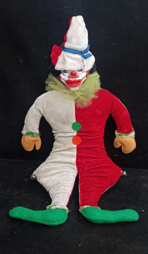 Antiguo Payaso, Muñeco De Trapo Con Cabeza De Goma 50cm Alto