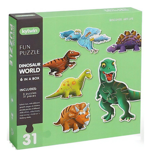 Puzzle Dinosaur World 6 En 1 Dinosaurios 31 Pzs Kylwin - Dgl