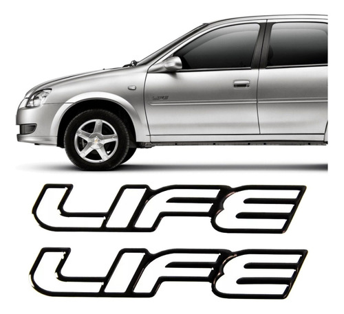 Adesivo Emblema Life Celta Classic Corsa Resinado Preto Par