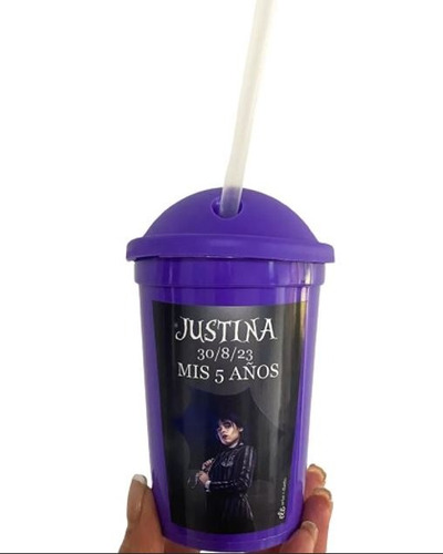 Vaso Plástico Merlina Personalizado Souvenir X10 Uni+bol+eti