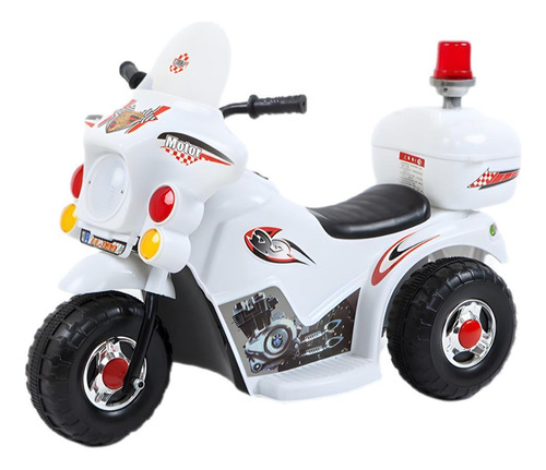 Mini Moto Elétrica Infantil A Bateria 6v Luz E Baú - Branco