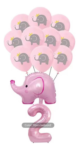 Globos Set 12piezas Elefante Rosa Baby Shower Rosa Elefante 2